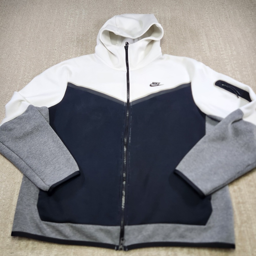 Nike Tech Fleece Windrunner Hoodie Men XL Full Zip Black White Jacket